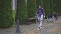 Walking in the robotic exoskeleton outdoor recovery from injury rehabilitation