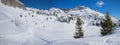 Walking route in beautiful snow covered winter landscape rofan mountain, austria Royalty Free Stock Photo