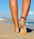 Walking sandy foot Royalty Free Stock Photo