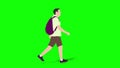 Walking silhouette man cartoon animation. Loop animation 4K video . green background for background transparent use