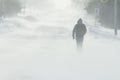 Walking in Snow Storm Royalty Free Stock Photo