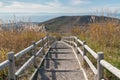 Walking step leading to mountain Royalty Free Stock Photo