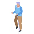 Walking sticks grandfather icon, isometric style