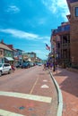 Walking street with brick pavement in the old town of Annapolis Royalty Free Stock Photo