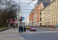 Kaliningrad, Russia - February 24, 2019: Big shopping center at Prospekt Gvardeyskiy in spring day