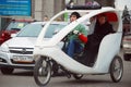 The walking three-wheeled bicycle taxi at the All-Russia Exhibition Centre