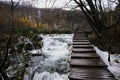 Walking on top of waterfalls in Plitvice Lakes National Park