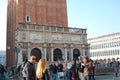 Walking tourists in Venice, Italy. Christmas in Italy.