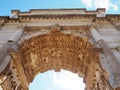 Ancient Roman architecture with bright blue skies