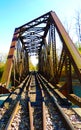 Walking the tracks on metal trestle over creek NYS