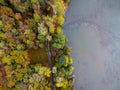 Walking trail through autumn woodlands along Catawba River in South Carolina, USA Royalty Free Stock Photo