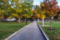 Walking trail in Boston Common park in fall season Royalty Free Stock Photo