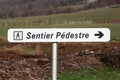 Walking trail signpost in France