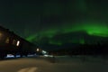 Walking train and aurora borealis