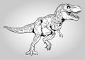 Walking Tyrannosaurus Rex Prehistoric Dinosaurs Vector Illustration