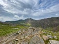 Walking up Pyg Track, Yr Wyddfa (Snowdon) highest mountain in Wales, Gwynedd, Wales Royalty Free Stock Photo