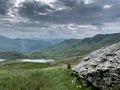 Walking up Pyg Track, Yr Wyddfa (Snowdon) highest mountain in Wales, Gwynedd, Wales