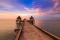 Walking way leading to abandon temple in the ocean Royalty Free Stock Photo