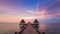 Walking way leading to abandon temple in the ocean Royalty Free Stock Photo