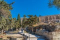 Walking way with people to the Acropolis in Athens, Greece Royalty Free Stock Photo