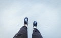 Walking in Winter on Fresh Snow Royalty Free Stock Photo