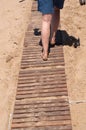 Walking on wooden boardwalk