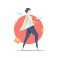 Walking young woman conceptual vector illustration