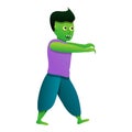 Walking young zombie icon, cartoon style