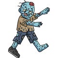Walking Zombie Cartoon Colored Clipart