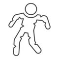 Walking zombie thin line icon, Halloween concept, mummy character sign on white background, zombie icon in outline style
