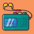 Walkman electronic device vector illustration in flat style Royalty Free Stock Photo