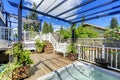 Walkout deck with jacuzzi and pergola Royalty Free Stock Photo