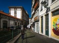 Walks along the train station. Stairs and squares of the old city of Porto. Portugal.