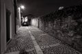 Walks in the old Portuguese city of Porto at night. In the Portuguese streets. Portugal. Black and white Royalty Free Stock Photo