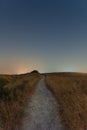 Walkway through agricultural fields at sunrsie Royalty Free Stock Photo