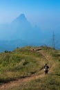 Walkway along mountain at Phou Khoun