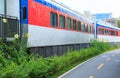 Walkway along the train on discontinued rairoad