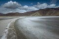 A walkway amidst the fully frozen Pangong Lake, inviting you to explore the captivating natural landscape on a sunny day