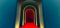 walkway arch, blue hallway, Long tunnel with arches for product presentation