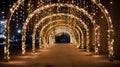 Walkway with arches and fairy lights
