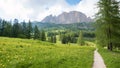 walkway around Colfosco tourist resort, Dolomite Alps, near Grodner Joch