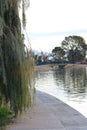 Walkway around Cortez park lake, Phoenix, AZ Royalty Free Stock Photo