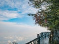 Walkway balcony on the Tianmen mountain cilff with beautiful White cloud and sky at zhangjiajie city China. Royalty Free Stock Photo