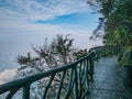 Walkway balcony on the Tianmen mountain cilff with beautiful White cloud and sky at zhangjiajie city China Royalty Free Stock Photo