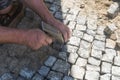 A walkway is being repaved Royalty Free Stock Photo