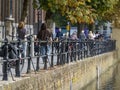 Walkway bridge at the Korte Vijverberg, Den Haag, in Netherlands. A famous tourist area Royalty Free Stock Photo