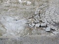 Broken paving stones on a car park Royalty Free Stock Photo