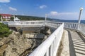 A walkway built on a cliff at a resort in Patar Beach, Bolinao, Pangasinan Royalty Free Stock Photo