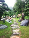 Walkway in chinese park, Hong Kong Royalty Free Stock Photo