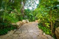 Walkway and gardens at Cheung Kong Park, Hong Kong, Hong Kong. Royalty Free Stock Photo